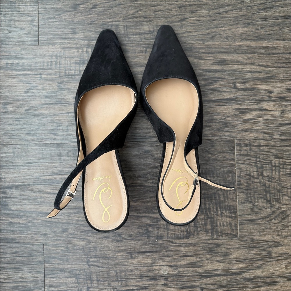 Sam Edelman Black Suede Slingback Heels - Picture 3 of 8